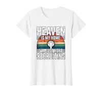 Heaven Is My Home I'm Just Here Recruiting Camiseta gráfica económica, Mujer, Blanco, XS