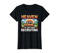 Heaven Is My Home I'm Just Here Recruiting Camiseta gráfica económica, Mujer, Negro, L