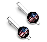 Heaven Protect America 2 Clips de corbata para hombre, plateados, redondos, para corbata, juego de 2, alfiler de corbata para boda, aniversario, negocios, graduación.