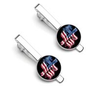 Heaven Protect America 3 Clips de corbata para hombre, plateados, redondos, para corbata, juego de 2, alfiler de corbata para boda, aniversario, negocios, graduación.