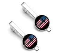 Heaven Protect America 4 Clips de corbata para hombre, plateados, redondos, para corbata, juego de 2, alfiler de corbata para boda, aniversario, negocios, graduación.