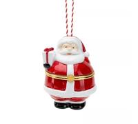 Heaven Sends Bola colgante de cerámica de Papá Noel, adorno para árbol de Navidad con almacenamiento oculto para recuerdos, joyas o pequeños regalos, decoración festiva roja y blanca, 7 x 7 x 10 cm