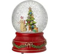 Heaven Sends Globo de nieve musical con diseño de perros alrededor del árbol