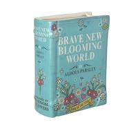 Heaven Sends Jarrón de cerámica para libros - Brave New Blooming World - Jarrón decorativo azul en forma de libro para flores y decoración del hogar - Regalo único para los amantes del jardín y