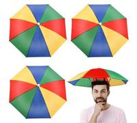 heavenlife 3 Piezas Sombreros de Paraguas, Gorro Sombrilla Ajustable 53cm, Sombrero de Sombrilla de Pesca Plegable, Gorras de Paraguas de Arco Iris con Banda Elástica para Pesca, Senderismo