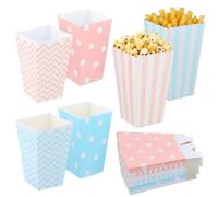 heavenlife 48 Piezas Cajas Palomitas Carton Pequeñas,3 Estilos Cartones de Palomitas,Vasos de palomitas Bolsa de Palomita,Cajas de Palomita de Maíz para Noches de Cine Fiestas Cumpleaños (Azul,Rosa)