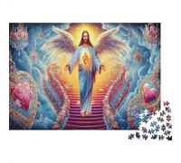Heavenly Christ Puzzle Imposible,desafío for Adults Jesus with Heart on Stairs Juego Educativo 1000 Piezas Obra De Arte De Juego De para Adultos, Regalos A Partir De 14 Años 38x26cm/1000pcs