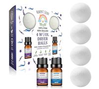 Heaven's Scent Bolas secadoras de lana con aceites esenciales, reutilizables, orgánicas, hechas a mano e hipoalergénicas, tamaño XL, ecológico, suavizante de telas natural, aceite de océano y lavanda