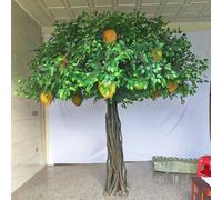 Heavy Base Tropical Decor Tree, Artificial Jackfruit Fake Fruit Dense Foliage Freestanding for Food Court Window Display(1.5M)