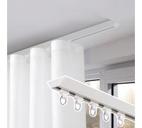 Heavy-Du ain Track System - Riel de montaje en techo ajustable de 2,2 m / 7.2ft para ventana, ducha y divisor de habitaciones, color blanco, ideal para fiestas y decoración Ele