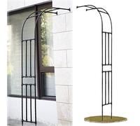 Heavy-Du - Arco de jardín de 240 cm, enrejado de metal para rosas trepadoras, resistente a la intemperie, arco de soporte de boda, color negro, perfecto para decoración de jardín y soporte de plantas