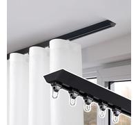 Heavy Du Black ain Track System - Soporte de techo de 2,8 m / 9.2ft para ventana de ducha o partición - Varillas individuales para separador de habitaciones