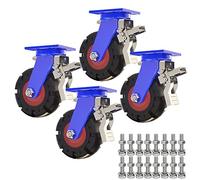 Heavy Du - Juego de 4 ruedas giratorias de goma con frenos de 200 mm, capacidad de carga industrial, perfectas para pieles y li