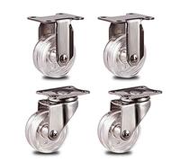 Heavy Du - Juego de 4 ruedas giratorias de piel de policarbonato transparente de 1.5 pulgadas, acero inoxidable 304, rotación de 360°, freno de carga de 230 libras y opciones fijas