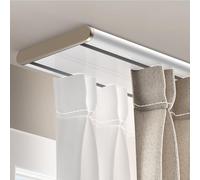 Heavy Du - Juego de rieles de techo deslizantes de aluminio de 12.8 pies para separadores de habitaciones, ideal para sala de estar y dormitorio, diseño de ahorro de espacio blanco
