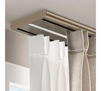 Heavy Du - Juego de rieles de techo deslizantes de aluminio de 14.8 pies para divisor de habitación, color champán, ideal para decoración de sala de estar y dormitorio, ahorro de espacio