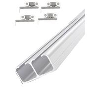 Heavy Du - Kit de doble puerta corredera de granero de 12 pies para puertas de caja/gabinete/madera ajustable para juego de herrajes Clete de 6 a 19 pies para derivación suave