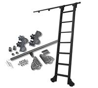 Heavy-Du - Kit de herramientas deslizantes para biblioteca, sistema de riel de escalera de acero al carbono negro con ruedas de rodillo de suelo, 13ft / 400 cm para un deslizamiento suave (escalera no