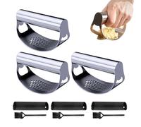 Heavy Du - Prensa de ajos de acero inoxidable 2026 omic con pelador y cepillo integrado, abridor de botellas, accesorio de cocina para el hogar