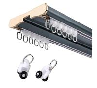 Heavy-Du - Sistema de riel de doble nivel, barra de montaje en techo de aluminio de 15.4 pies para cortinas y separadores de habitaciones, perfecta para decoración de sala de estar y dormitorio (azul)