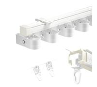 Heavy Du - Sistema de riel recto de aleación de aluminio, diseño de ondas de agua, para una sola apertura, polea de 3 pulgadas, pista serpentina Di Mute y fácil de instalar