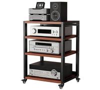 Heavy Du - Soporte de 2/3/4/5 niveles con ruedas le AV Ma para reproductor de discos amplificador HiFi y o/Video Equint Sto negro/marrón (55 x 50 x 80 cm)