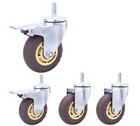 Heavy Duty 3" M12 Thread Swivel Caster Wheels with Rubber Silent Design 480Kg Capacity Ideal For Furniture Industrial Transport Cart Trolley and Hospital Use Set of 4(Grey-3Inch M12 2Brake+2Swivel)