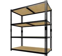 Heavy Duty 4-Tier Metal Retail Display Rack - Adjustable Shelving Unit with Eco-Friendly MDF Boards - 640 lbs Per Shelf, 48"L x 24"W x 59.8"H - For Warehouse, Garage, Black (4 Layers, Black)