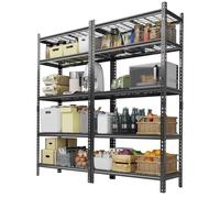 Heavy Duty 5-Tier Metal Wire Shelving Unit - Adjustable Steel Storage Rack - 2000 Lbs Capacity -Garage, Basement, Warehouse, Kitchen -Durable & Versatile Organizer -36"L x 16"W x 72"H | 2 Pack