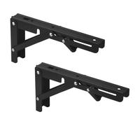 Heavy Duty Black Folding Shelf Brackets MAX Load 165 LB Wall Mounted Space Saving Brackets for Floating Shelves Work Bench Table 450x175mm/18x7in
