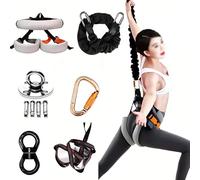 Heavy Duty Bungee Dance Cord Kit - Natural Latex Elastic Bungee Rope with Complete Mounting Accessories, Comfortable Harness For Fly Yoga, Dance & Fitness Training(M)