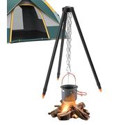Heavy Duty Camping Tripod Grill - Adjustable Hanging Pot Holder | Aluminum Alloy Campfire Stand For Dutch Ovens & Coffee Pots | Outdoor Cooking Tripod For Barbacoa & Survival