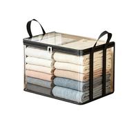 Heavy-Duty Clear Plastic Storage Bag for Clothes - Large Thick Organizer with Zipper Handles, Foldable & Stackable for Moving Home Storage (Black)