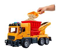 Heavy Duty Construction Toys, Interactive Dump Truck Toy, 3.46x4.72 inches Electric Sound and Light Dumper Transport Vehicle, with Motorized Bed, Realistic Work Site Sounds and LED Headlights, for Kid