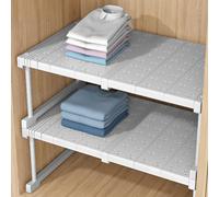 Heavy Duty Expandable Gabinete estante divisor para baño y dormitorio niser Separador de almacenamiento para armario Tension Shelf con ancho ajustable (42cm) cabe longitud 37 48cm