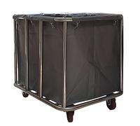 Heavy Duty Laundry Cart with Wheels, 11.35 Bushel Waterproof Canvas Basket, Stainless Steel Frame, Rolling Trolley For Home & Commercial Use(Gray 8 Tubes)