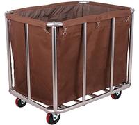 Heavy Duty Laundry Cart with Wheels, 11.35 Bushel Waterproof Canvas Basket, Stainless Steel Frame, Rolling Trolley For Home & Commercial Use(Grey)