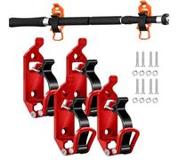 Heavy Duty Metal Rubber Shovel Mount Kit for Roof Rack & Truck Bed - Quick Release Tool Clamps for Axe & Shovel, Fits 0.67"-1.57" Handles, Off-Road UTV Jeep Garage Wall Storage Bracket (Red)