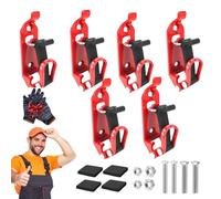 Heavy Duty Metal Rubber Shovel Mount Kit, Quick Release Tool Clamps for Roof Rack, Universal Shovel Holder for Truck Bed Wall Mount, Overlanding Gear Axe Bracket Organizer (Red, 6pcs, 1)