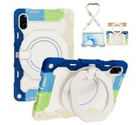 Heavy-Duty Protective Case for Honor Pad X9/Pad X8 Pro 11.5(2023), 360° Rotating Stand, Shoulder Strap, Pencil Holder & Handle Ring, Shockproof Cover for Kids & Adults(Blue White)