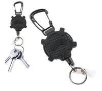 Heavy Duty Retractable Badge Holder - Steel Wire Cord, Carabiner Clip, Smooth Reel, Compact Design | Portable Name Card Holder, Keychain Accessory, Outdoor Work, Hiking, Everyday Use