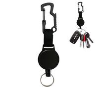 Heavy Duty Retractable Keychain - Steel Cord Reel, Carabiner Keyring Badge Holder, 23.6 Inch Stainless Steel Wire | Secure Pull Key Reel for Outdoor Camping, Hiking, Mountaineering, Travel, Women Use