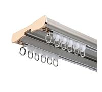 Heavy Duty - Riel de cortina de una pieza con poleas silenciosas, doble riel para montaje en techo, rieles divisores de habitación de 5,1 m para sala de estar y dormitorio, 4 colores disponibles (gris