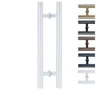 Heavy Duty Square Sliding Door Handle Pipe,H Shape Door Pull Handle Diameter 38mm/1.5in, Door Grab Bar Pole for Bath Bank Office Shopping Mall Hotel(White,100cm/39 3/8-70cm)