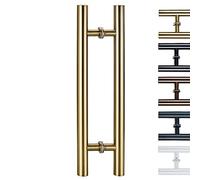 Heavy Duty Square Sliding Door Handle Pipe,H Shape Door Pull Handle Diameter 38mm/1.5in, Door Grab Bar Pole for Bath Bank Office Shopping Mall Hotel(Gold,120cm/47 1/4"-90cm)