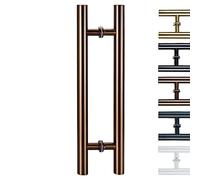 Heavy Duty Square Sliding Door Handle Pipe,H Shape Door Pull Handle Diameter 38mm/1.5in, Door Grab Bar Pole for Bath Bank Office Shopping Mall Hotel(Rose Gold,80cm/31 1/2"-60cm)