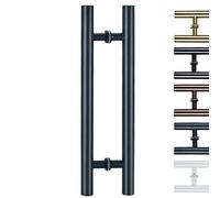 Heavy Duty Square Sliding Door Handle Pipe,H Shape Door Pull Handle Diameter 38mm/1.5in, Door Grab Bar Pole for Bath Bank Office Shopping Mall Hotel(Dark Grey,120cm/47 1/4"-90cm)
