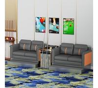 Heavy-Duty Stainless Steel Base Billiard Viewing Couch, Scratch-Proof Faux Leather Pool Spectator Chair, Multi-Seat Comfort Rest Sofa for Hall(B)