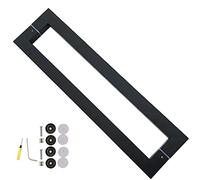 Heavy Duty Stainless Steel Pole for Dining Hall/Shopping Mall/Office/Home,Rectangle Door Handles Hardware Set - 38x25mm Pole, Sliding Barn Door Pull Push Handle(Black,43.8cm/17 1/4")
