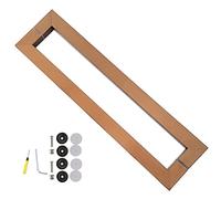 Heavy Duty Stainless Steel Pole for Dining Hall/Shopping Mall/Office/Home,Rectangle Door Handles Hardware Set - 38x25mm Pole, Sliding Barn Door Pull Push Handle(Rose Gold,63.8cm/25 1/8")